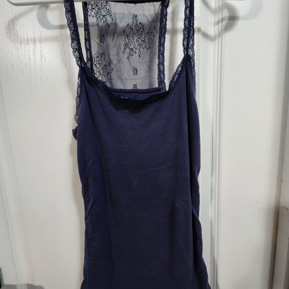 American Eagle Outfitters Navy Lace Tank Top